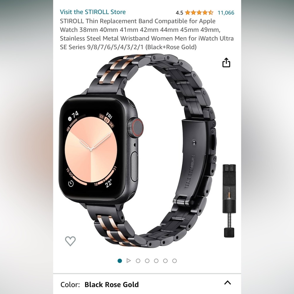 Replacement stainless steel band for Apple watch